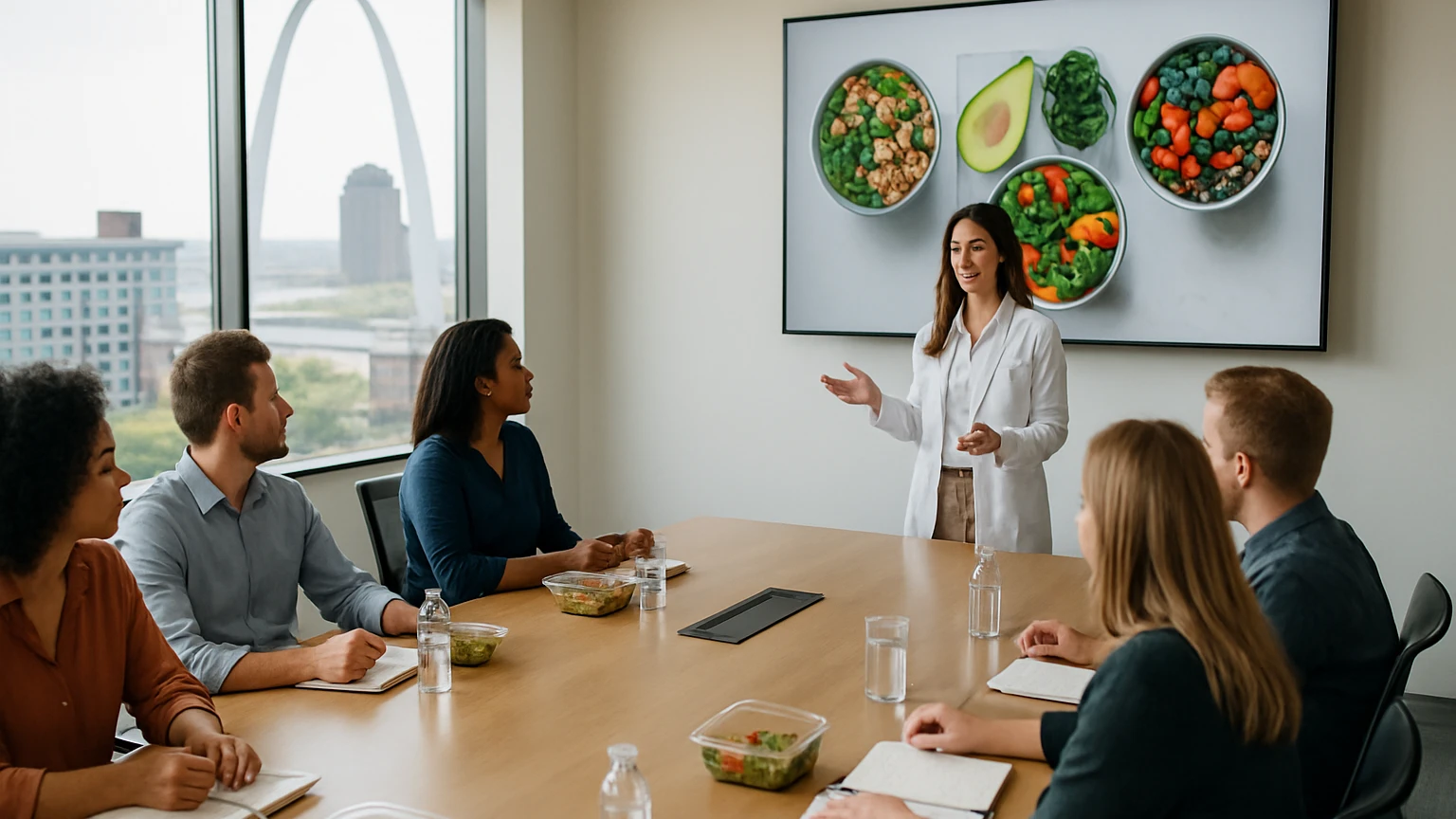 What happens in a corporate wellness workshop in St. Louis